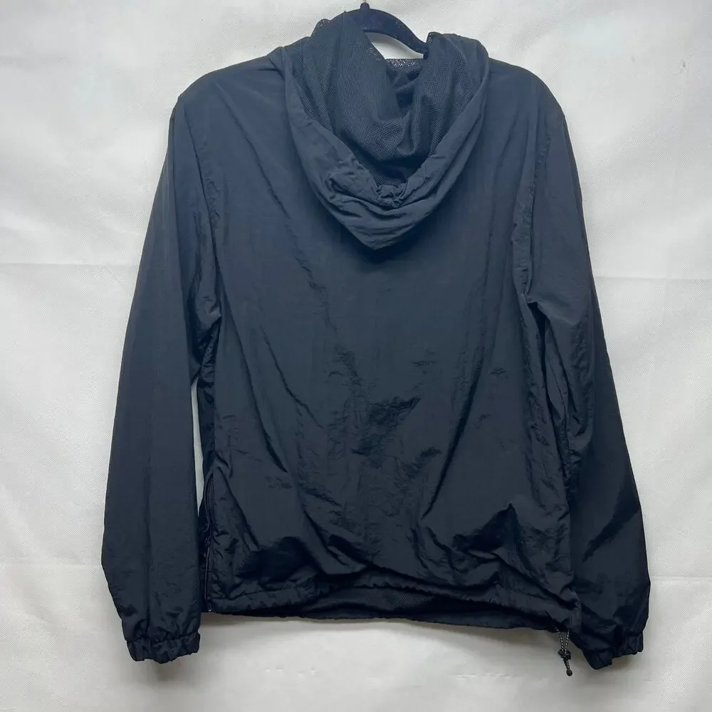 Pull&Bear Men's Black Windbraker Size XS Hooded 1/4 Zip Long Sleeves